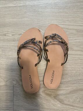 Volcom Leopard-Strap Sandals with Tan Footbed